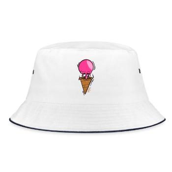 Rosa schmelzendes Eis am Waffelkegel - Bucket Hat - white/navy - Front