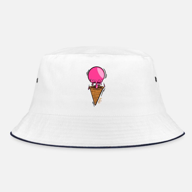 Rosa schmelzendes Eis am Waffelkegel Bucket Hat