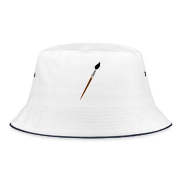 Pinsel - Bucket Hat - Weiß/Navy - Vorne