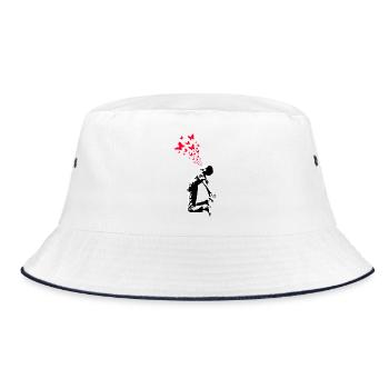 Butterfly Boy Street Art Style - Bucket Hat - white/navy - Front