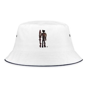 Fußsoldat🦶(Mit den Füßen gezeichnet) - Bucket Hat - Weiß/Navy - Vorne