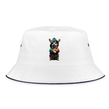 Stylish Pup - Bucket Hat - white/navy - Front