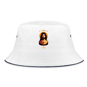 I LOVE JESUS - Bucket Hat - white/navy - Front