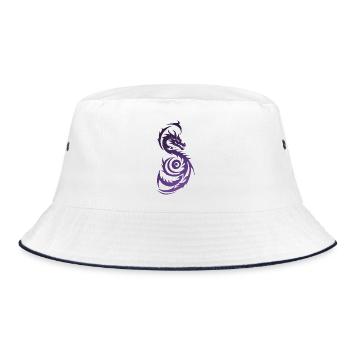 Violetter Tribal Fantasy Drache - Bucket Hat - Weiß/Navy - Vorne
