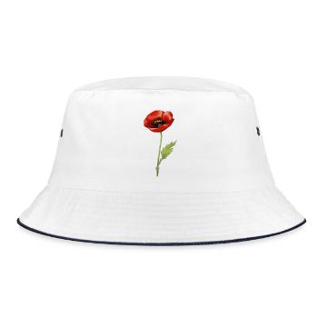 Papaver - Bucket Hat - Weiß/Navy - Vorne