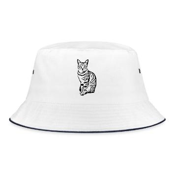 Cat Kitten Tiger Cat Cat Shirt Gift - Bucket Hat - white/navy - Front