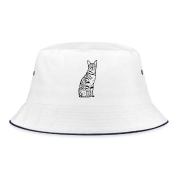 Cat, Kitten, Tiger Cat - Bucket Hat - white/navy - Front