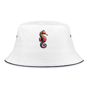 Seahorse - Bucket Hat - white/navy - Front