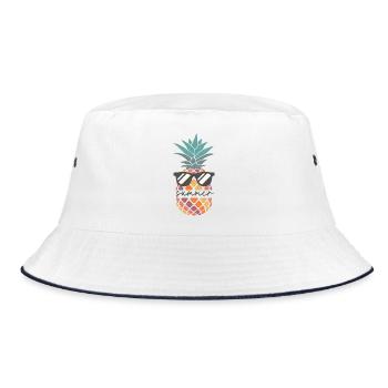Sommer - Bucket Hat - Weiß/Navy - Vorne