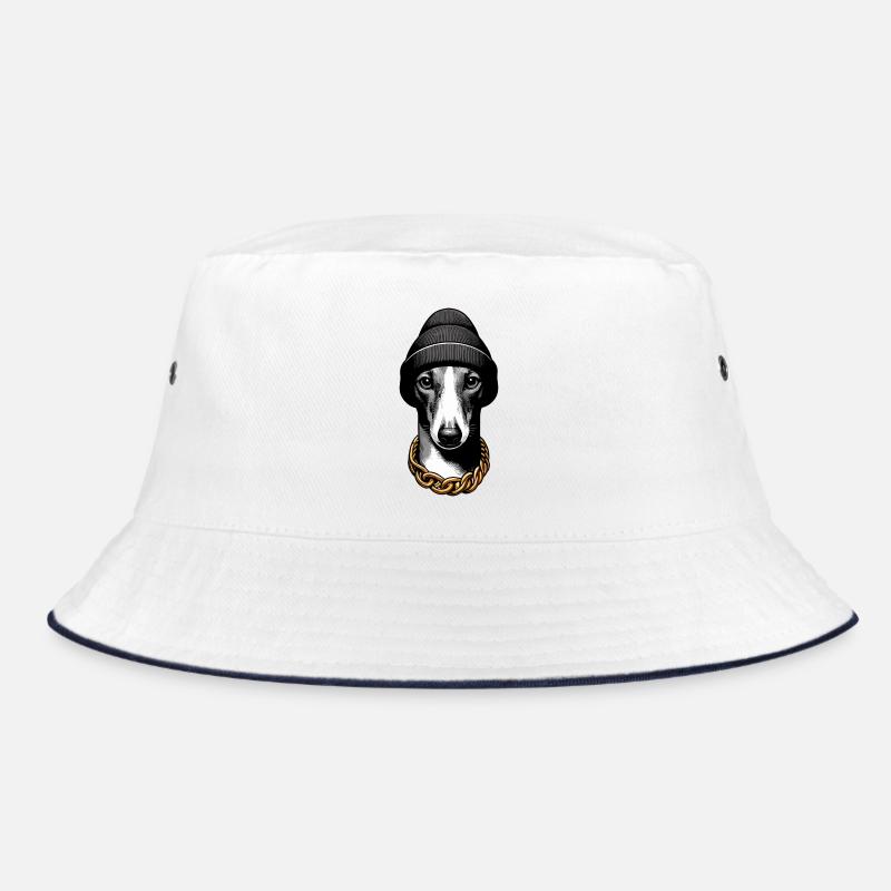 Windhund Hund cool Goldkette Geschenk Bucket Hat