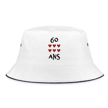 60. 60 JAHRE. 60-JÄHRIGES JUBILÄUM. 60. GEBURTSTAG. - Bucket Hat - Weiß/Navy - Vorne