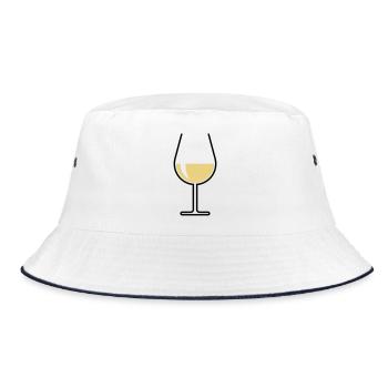 XWeißwein Glass Belly Open (White Wine / Wine / 2C) - Bucket Hat - white/navy - Front