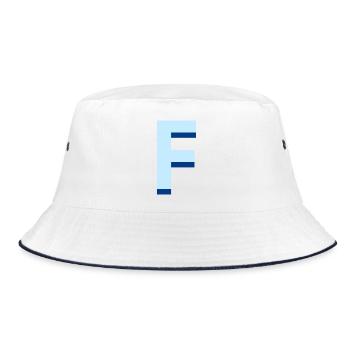 Pop und moderner blauer Buchstabe f - Bucket Hat - Weiß/Navy - Vorne
