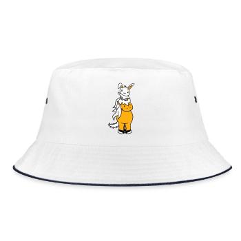 Hase Pferd reiten Reiter Pony Pferdchen winken Süß - Bucket Hat - Weiß/Navy - Vorne