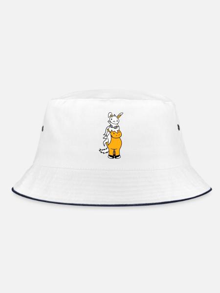 Bunny Horse Riding Rider Pony Horse Waving Cute - Bucket Hat - white/navy - Front