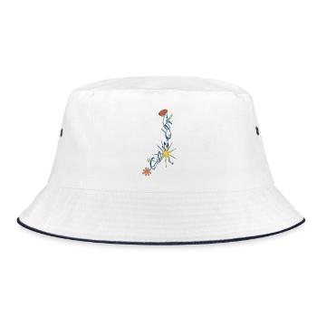 Cancer – Florales Sternzeichen-Design mit Sternen - Bucket Hat - Weiß/Navy - Vorne