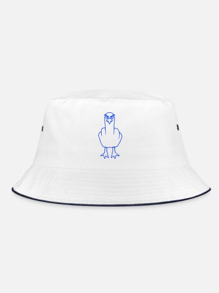 Möwe Mittelfinger Beleidigung Stinkefinger frech - Bucket Hat - Weiß/Navy - Vorne