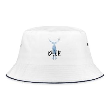 Cerf Artistique en Bleu, deer en noir - Bob - blanc/marine - Devant