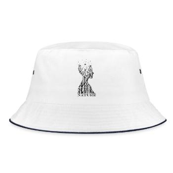 Nature Silhouette – Man & Forest Art Motif - Bucket Hat - white/navy - Front