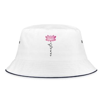 Lotus Flower Namaste Yoga Aum India Spirituaity - Bucket Hat - white/navy - Front