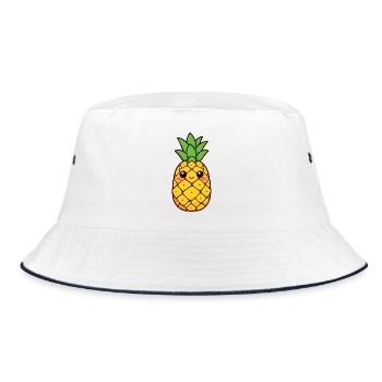 Ananas - Bucket Hat - Weiß/Navy - Vorne