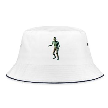 Zombie - Cooles Low-Poly-Logo - Bucket Hat - Weiß/Navy - Vorne