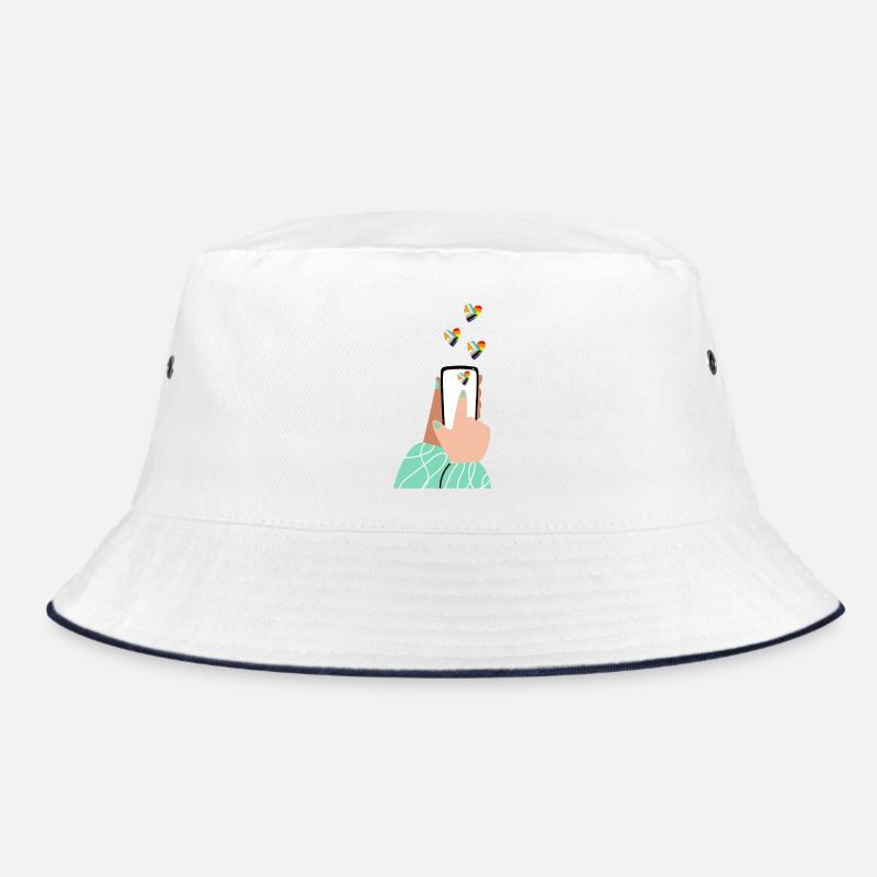 Pride hearts on the smartphone Bucket Hat
