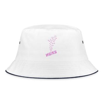 Geschenk für Meike - Bucket Hat - Weiß/Navy - Vorne