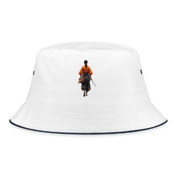Silhouette de samouraï en robe orange - Bob - blanc/marine - Devant