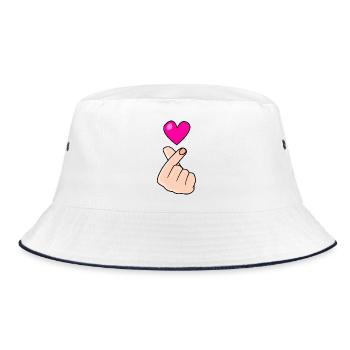 Fingerherz Liebeszeichen auf Schwarz - Bucket Hat - Weiß/Navy - Vorne