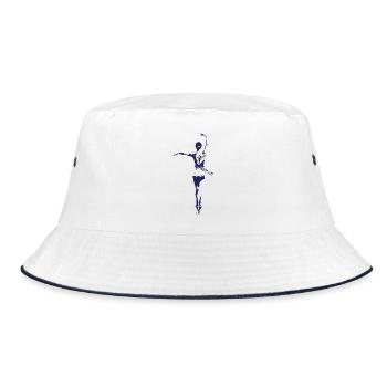 Elegante Ballerina Linie Kunst Illustration - Bucket Hat - Weiß/Navy - Vorne