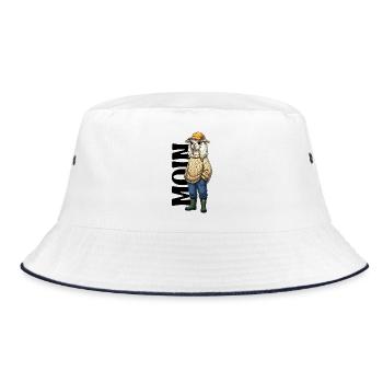 Moin Alpaka Nordsee Küste Design - Bucket Hat - Weiß/Navy - Vorne