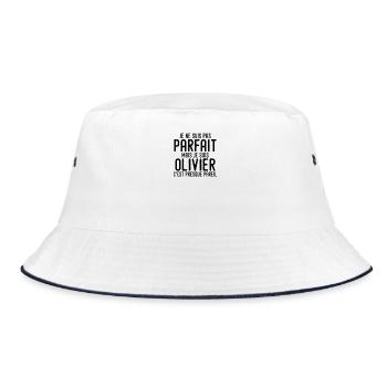 Olivier Ein Vorname, eine Haltung Humor Olivier - Bucket Hat - Weiß/Navy - Vorne