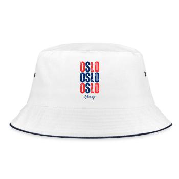 Oslo Norwegen, Souvenir von Oslo - Bucket Hat - Weiß/Navy - Vorne