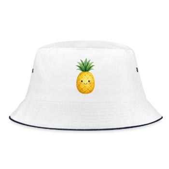 Kawaii Ananas aquarelle Enfants Fruit mignon mignon - Bob - blanc/marine - Devant