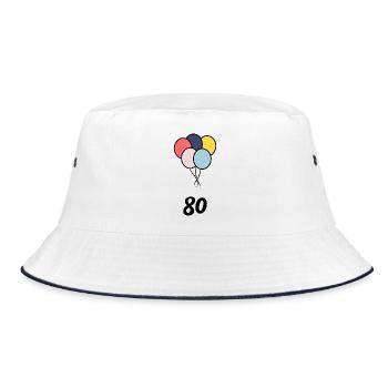 80. 80 JAHRE. 80. JUBILÄUM. 80-JAHRES-JUBILÄUM. - Bucket Hat - Weiß/Navy - Vorne