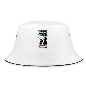 Game Over Hochzeit Ehepaar - Bucket Hat - Weiß/Navy - Vorne