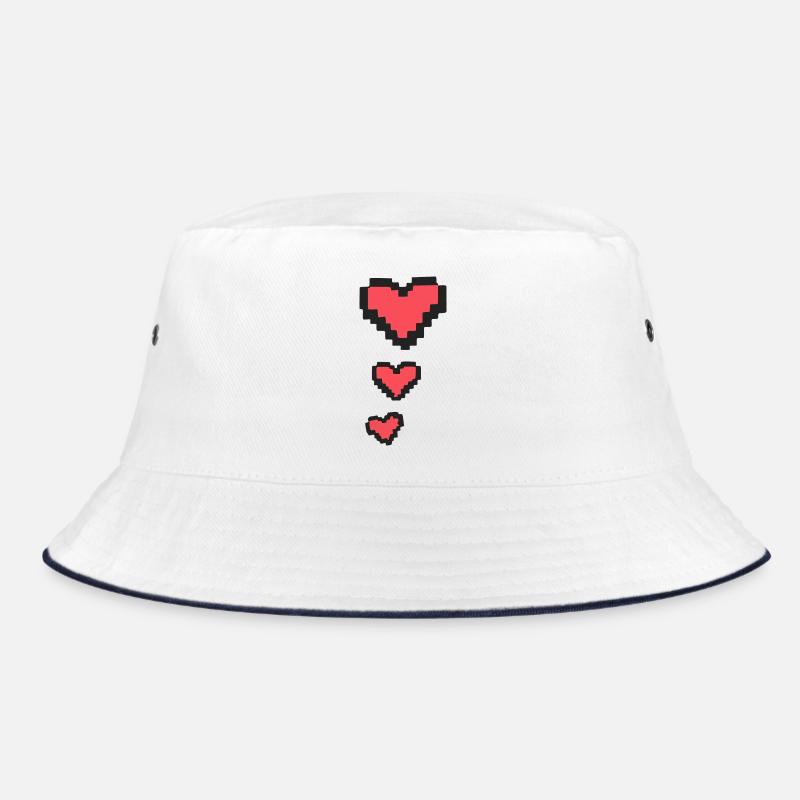 Indicateur de vie 3 Pixels Hearts Retro Gamer 8-Bits - Bob - blanc/marine