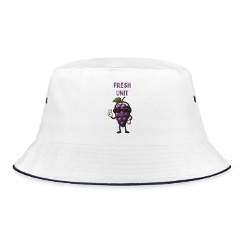FRESH UNIT Traube mit Kopfhörern - Bucket Hat - Weiß/Navy - Vorne