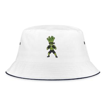 Leek Boxer Martial Arts Spring Onion Boxing Art - Bucket Hat - white/navy - Front