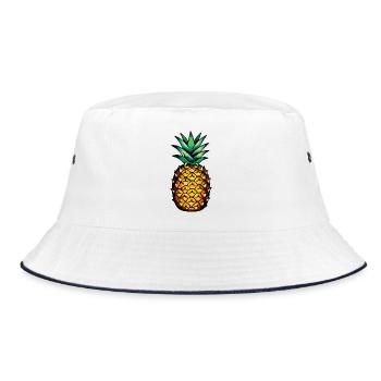 Klassische Tattoo-Ananas - Bucket Hat - Weiß/Navy - Vorne