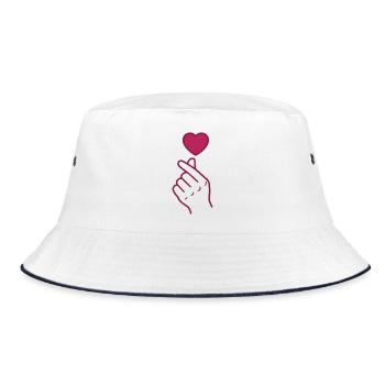 Koreanische Fingerherz-Liebe Kpop Koreanische Musik Korea - Bucket Hat - Weiß/Navy - Vorne