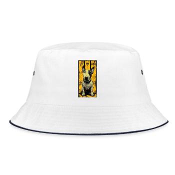 Bull Terrier Skull Grunge - Bucket Hat - white/navy - Front