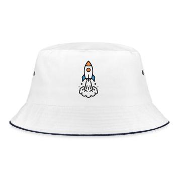 Rakete Start Weltraum Comic - Bucket Hat - Weiß/Navy - Vorne