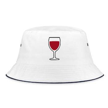 Wine Wine Glass Red Wine - Bucket Hat - white/navy - Front