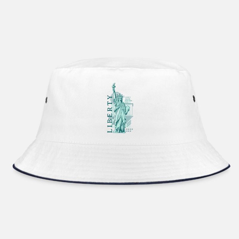 Vintage Blue Liberty - Bucket Hat - Weiß/Navy