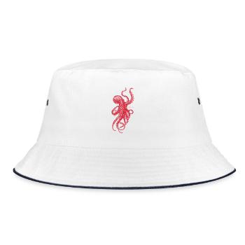 Red Octopus - Bucket Hat - white/navy - Front