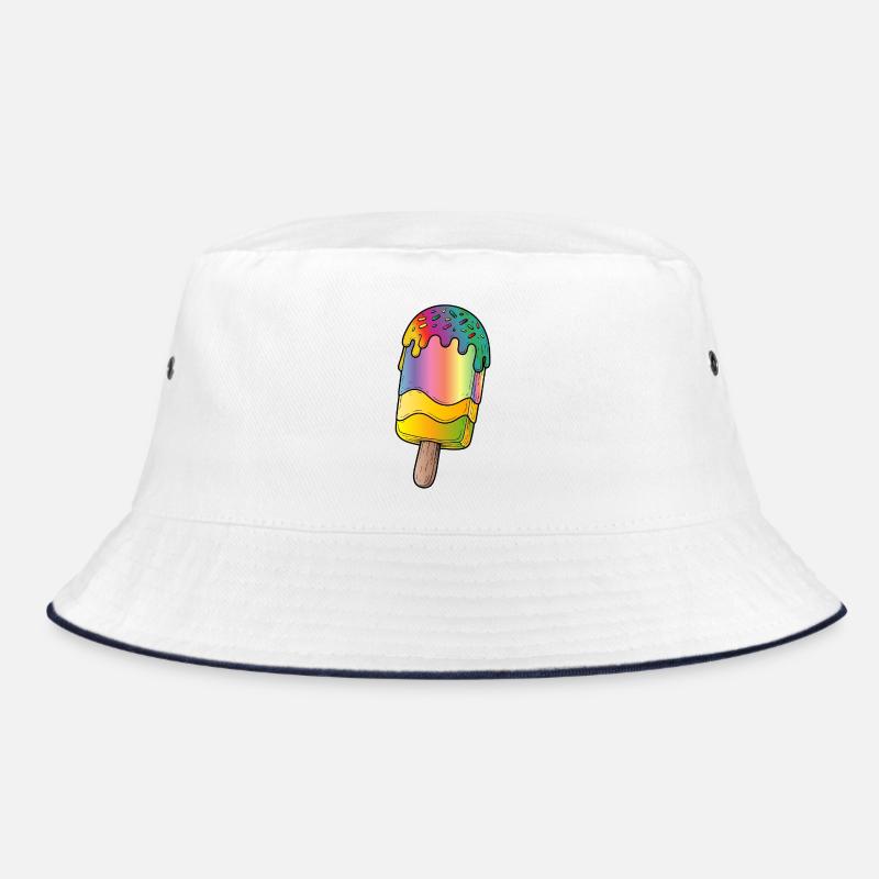 Regenbogen Eis am Stiel Cartoon Illustration  Bucket Hat