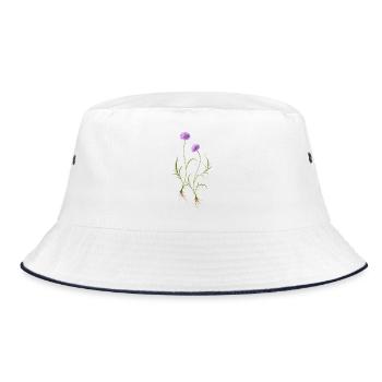 Meadow Flower Nature Illustration - Bucket Hat - white/navy - Front