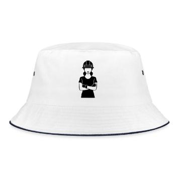Construction Worker Woman - Bucket Hat - white/navy - Front